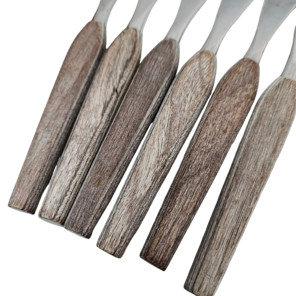 Vintage Fleetwood Design Stainless Danish Wood‎ Handle Steak Knifes Set of 6 R31 - Picture 2 of 6